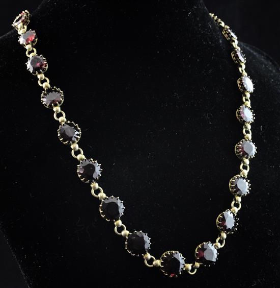 A Victorian graduated garnet fringe necklace, 15.5in.